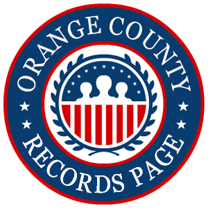 A round red, white, and blue logo with the words 'Orange County Records Page' for the state of California.